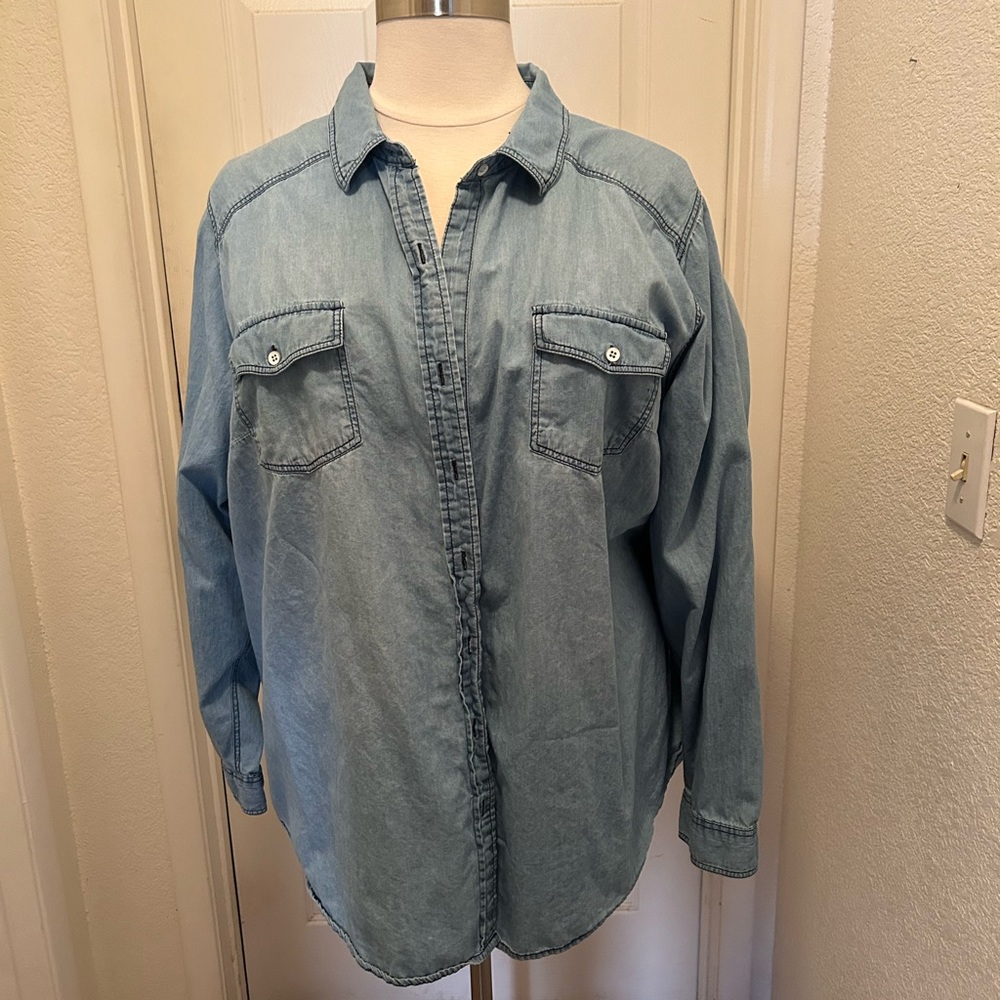 Torrid Medium Wash Denim Button Down